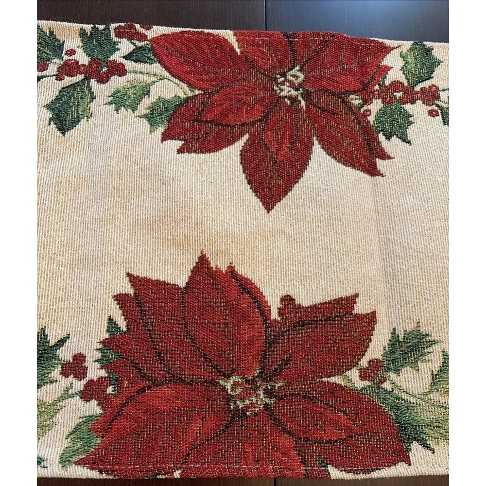 Christmas Poinsettia Table Runner 70x13